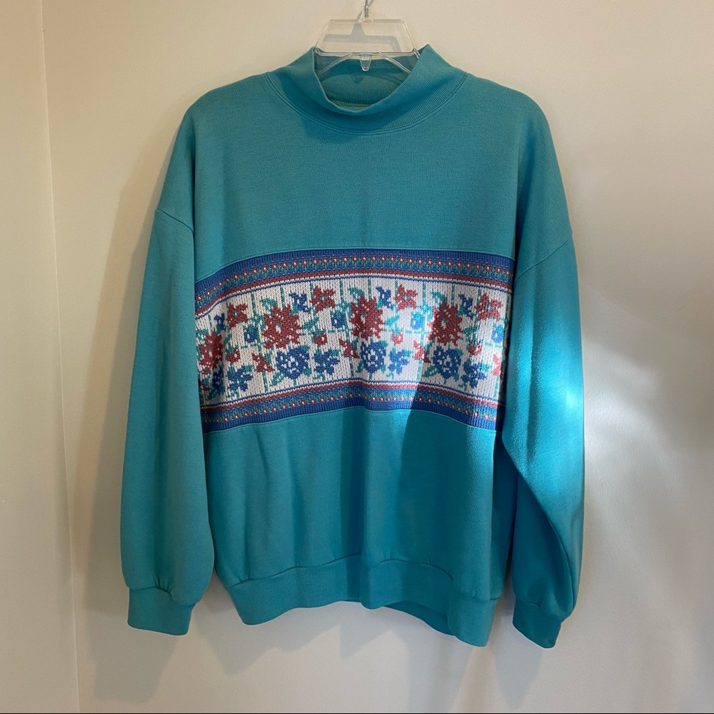 Act 3 Vintage Grannycore Floral Embroidered Sweater